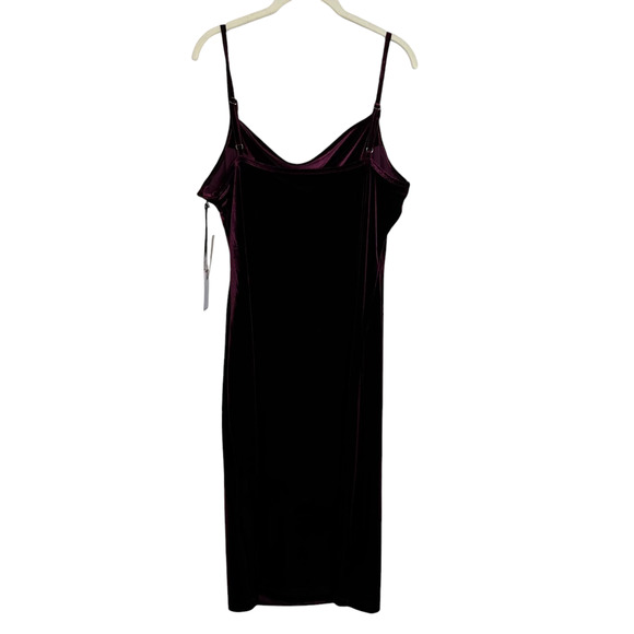1. State Velvet Slip Dress Large Midi Dark Wine Draped Neck Spaghetti Straps - Picture 3 of 7